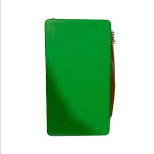 Leather Green Clutch with gold Strap